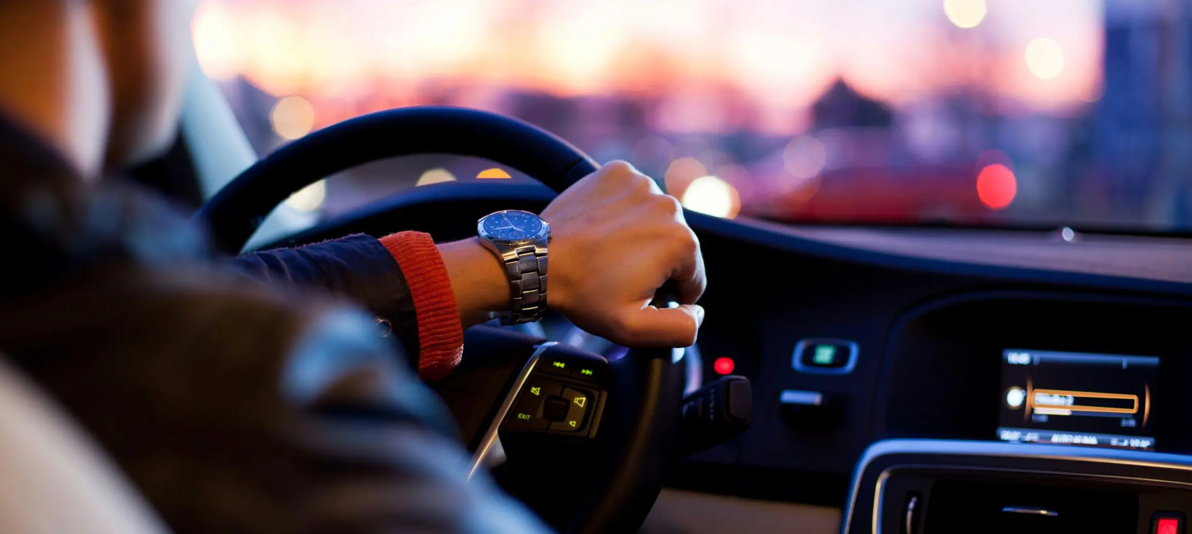 man driving on the road
