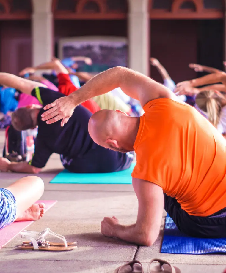 yoga session for an office team retreat